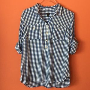 Talbots blue/white checkered blouse